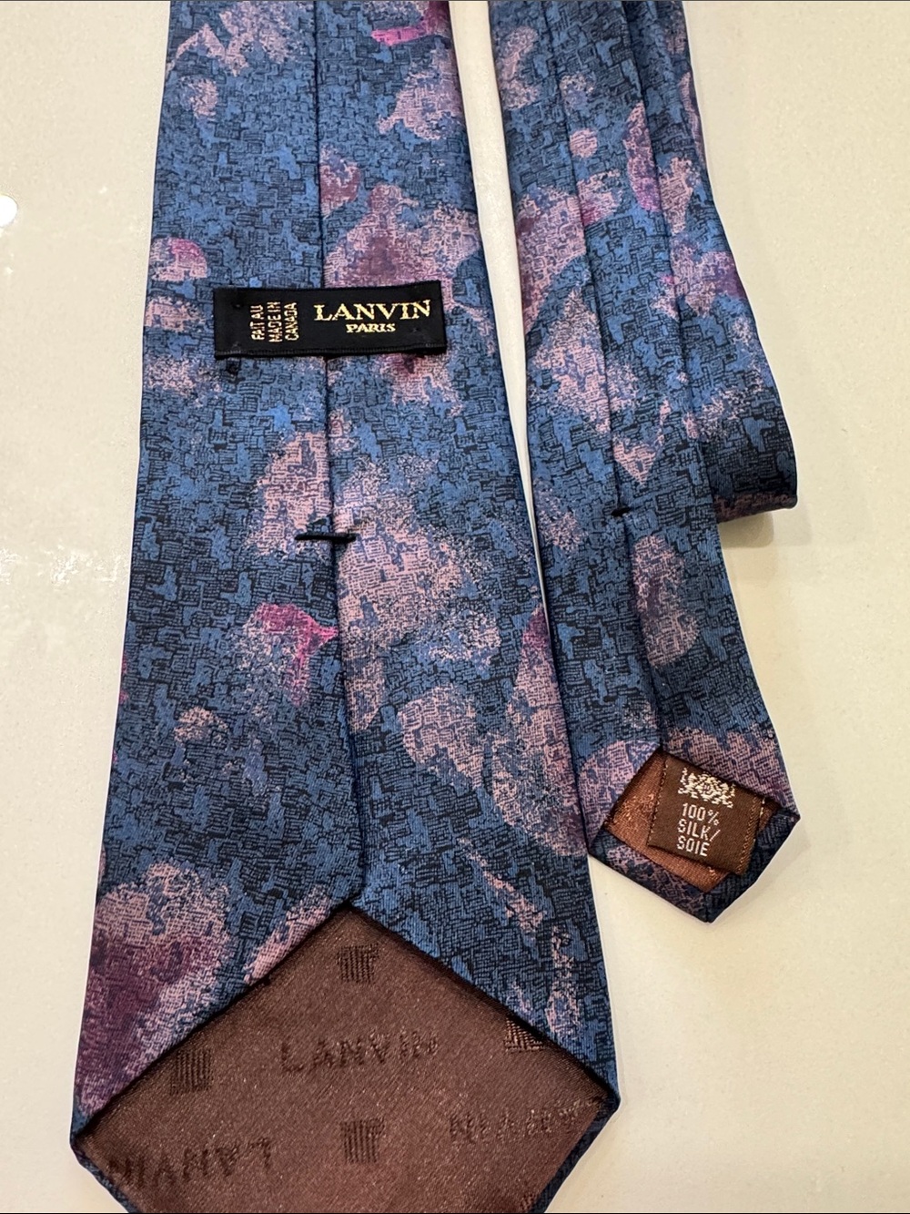 Lanvin Paris 100% silk men’s tie, vintage made in Canada, like new - Picture 3 of 5